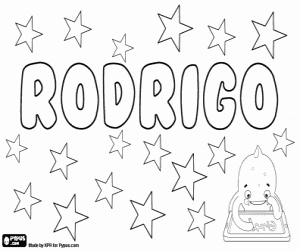 desenho de Rodrigo, nome em vários idiomas para colorir
