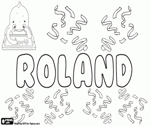 desenho de Roland, nome em vários idiomas para colorir