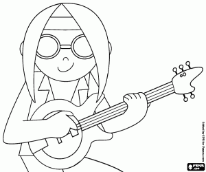 desenho de Roqueiro com guitarra para colorir