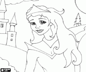 desenho de Rosto da princesa e o castelo para colorir