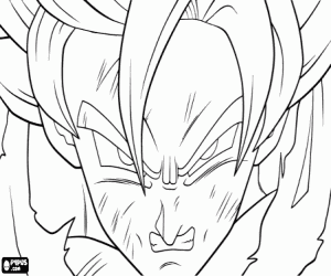 desenho de O rosto de um furioso Goku para colorir