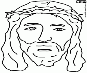 desenho de Rosto de Jesus com a coroa de espinhos para colorir
