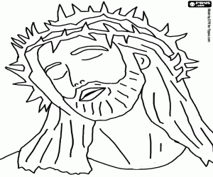 desenho de O rosto de Jesus em martírio para colorir