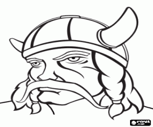 desenho de Rosto de viking, com bigode grande para colorir