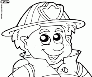 desenho de Rosto do bombeiro com capacete para colorir