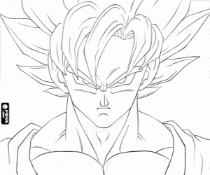 desenho de Rosto do Super Saiyan Goku para colorir