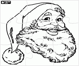 desenho de O rosto feliz de Papai Noel, puzzle para colorir