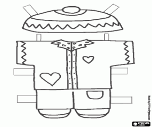desenho de Roupas de inverno para a boneca para colorir