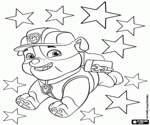desenho de Rubble feliz em tempo de Natal para colorir