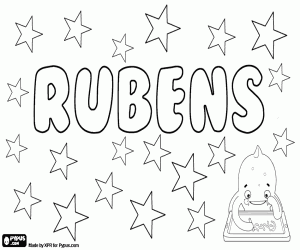 desenho de Rubens, Name em inglês para colorir