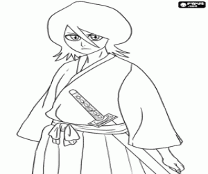 desenho de Rukia Kuchiki, personagem de Bleach para colorir