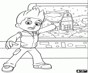 desenho de Ryder e uma alerta de queda de neve para colorir