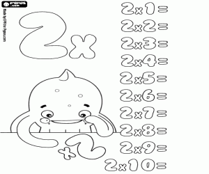 desenho de Sabe a tabela de multiplicação por 2 para colorir