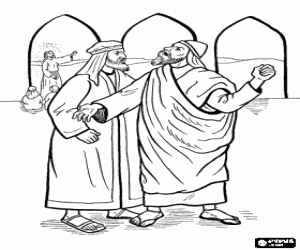 desenho de Os sacerdotes estão com raiva de Jesus para colorir