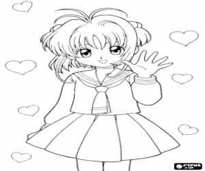 desenho de Sakura Kinomoto, o personagem principal para colorir