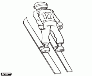desenho de Um salto de ski de trampolim para colorir