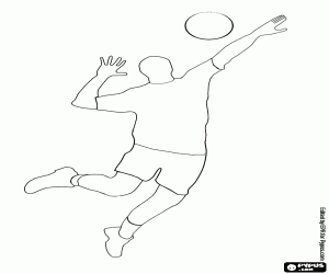 desenho de O salto no saque no voleibol para colorir