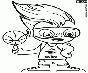 desenho de Sam Dunk, mascote do EuroBasket 2017 para colorir
