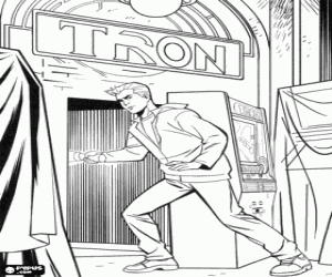 desenho de Sam Flynn na porta de Tron para colorir