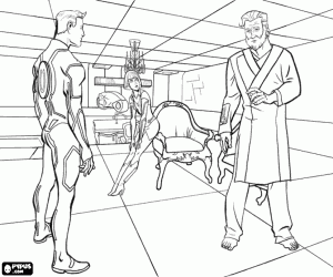 desenho de Sam e Kevin Flynn, cara a cara para colorir