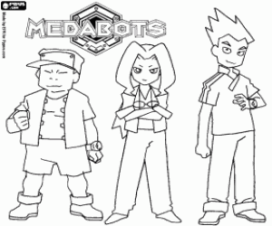 desenho de Samantha, Sloan e Spike, Medabots para colorir