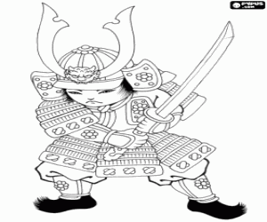desenho de Um samurai com armadura para colorir