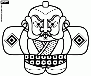 desenho de Samurai Kabuki, um boneco para colorir