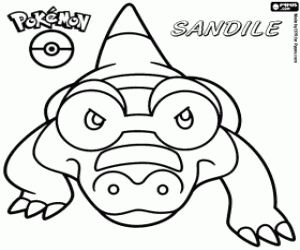 desenho de Sandile, Pokémon para colorir