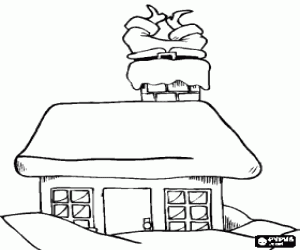 desenho de Santa Claus dentro da chaminé para colorir