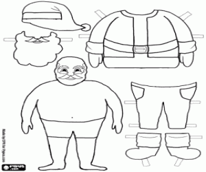 desenho de Santa Claus, jogo de vestir para colorir
