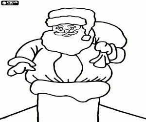 desenho de Santa Claus na chaminé para colorir