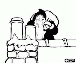 desenho de Santa Claus no telhado para colorir