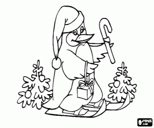 desenho de Um Santa Claus pinguim para colorir