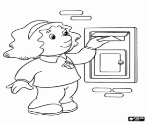 desenho de Sarah enviando uma carta para colorir