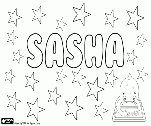 desenho de Sasha, diminutivo unisex para colorir