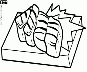 desenho de Sashimi, peixe cru japonês para colorir