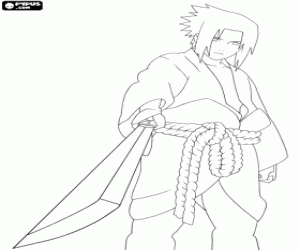 desenho de Sasuke Uchiha, um ninja de Naruto para colorir