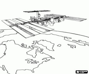 desenho de Um satélite artificial em órbita para colorir