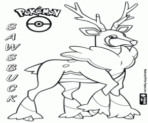desenho de Sawsbuck no inverno, Pokemon para colorir