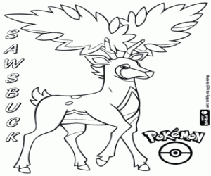 desenho de Sawsbuck no verão, Pokemon para colorir