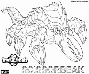 desenho de Scissorbeak, um réptil Invizimals para colorir
