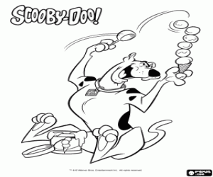 desenho de Scooby Doo o cão e o sorvete para colorir