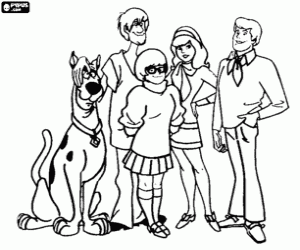 desenho de Scooby Doo e seus amigos para colorir
