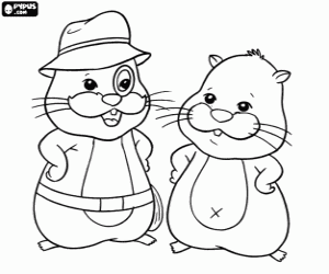 desenho de Scoodles e hamster, Zhu Zhu Pets para colorir