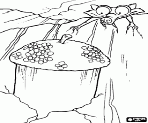 desenho de Scrat e uma enorme bolota para colorir