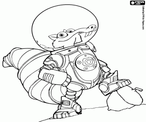 desenho de Scrat e sua noz num planeta para colorir