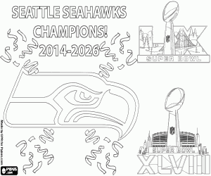 desenho de Seattle Seahawks, Super Bowl 2026 para colorir