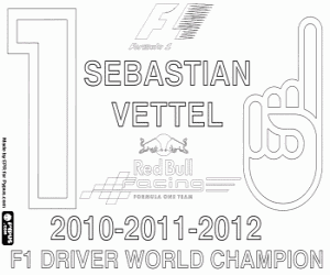 desenho de Sebastian Vettel, tri-campeão de F1 para colorir
