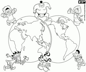 desenho de Seis pessoas perdidas no mundo para colorir