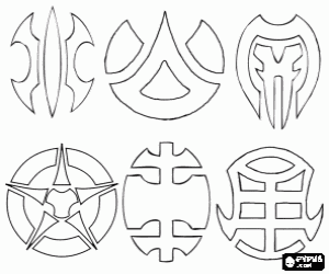 desenho de Os seis símbolos de Bakugan para colorir